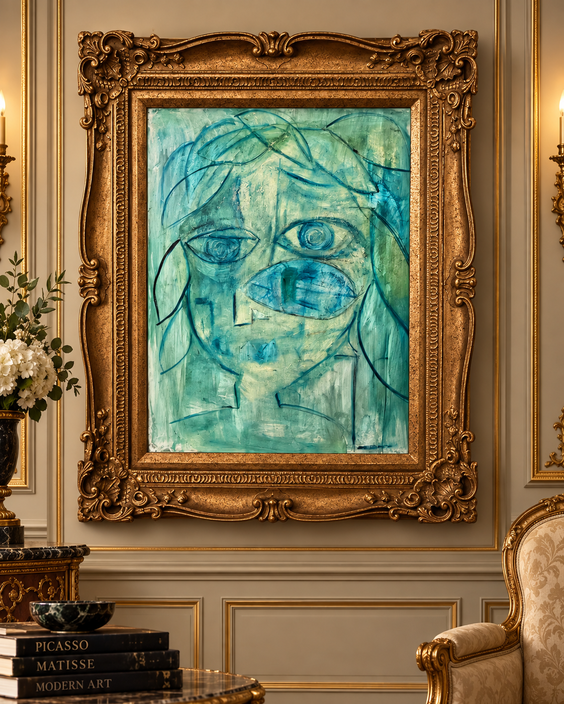 Étude en Aqua, aqua abstract portrait