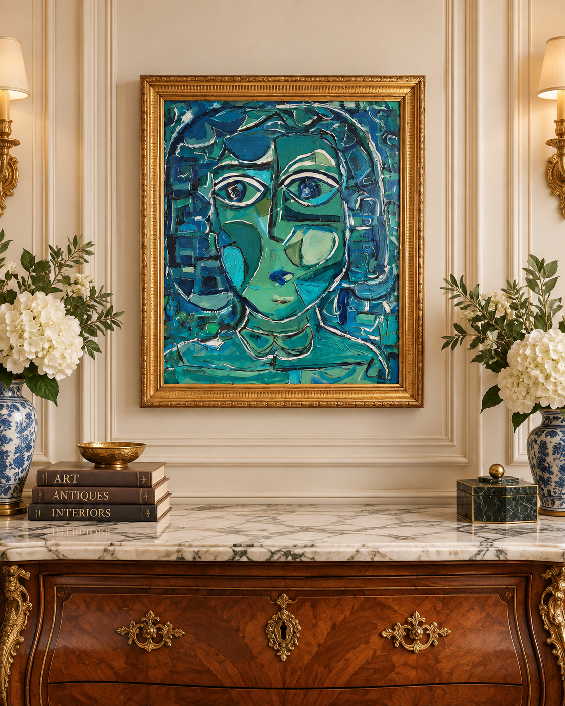 Every Part of Me, blue-green abstract portrait